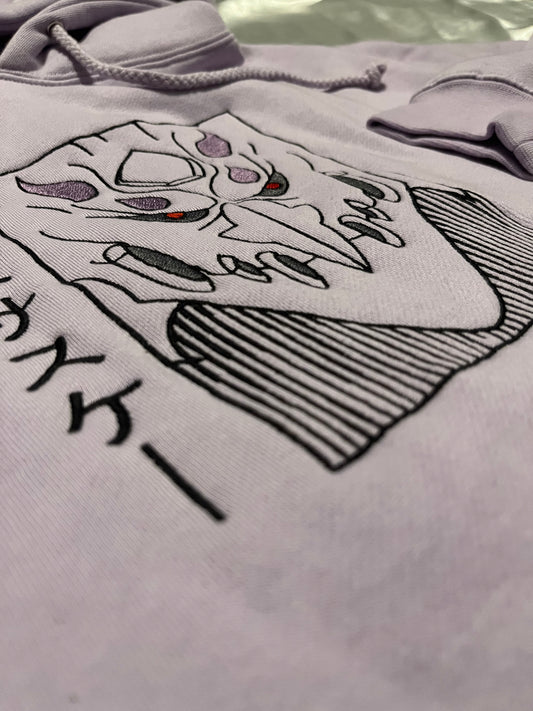 Anime Lavender Embroidered Hoodie